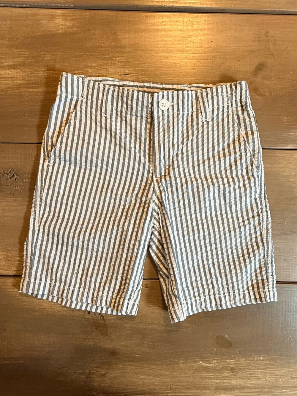 Gap Kids Blue White Seersucker Striped Pull-On‎ Shorts Elastic Waist Cotton Boys